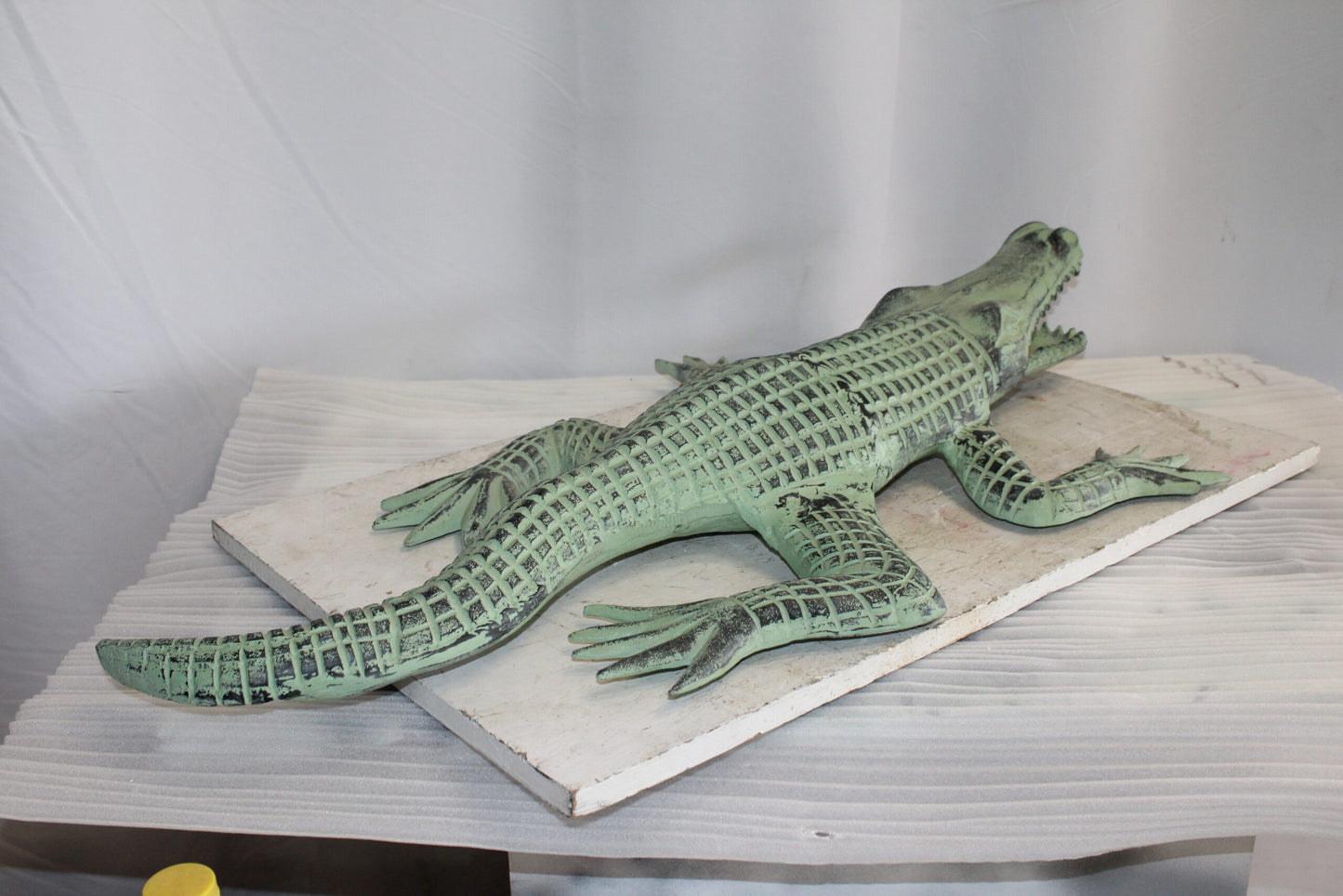 Green Patina Alligator Made of Aluminum Statue Embracing Nature 24" x 39" x 7"H