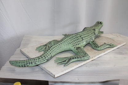 Green Patina Alligator Made of Aluminum Statue Embracing Nature 24" x 39" x 7"H