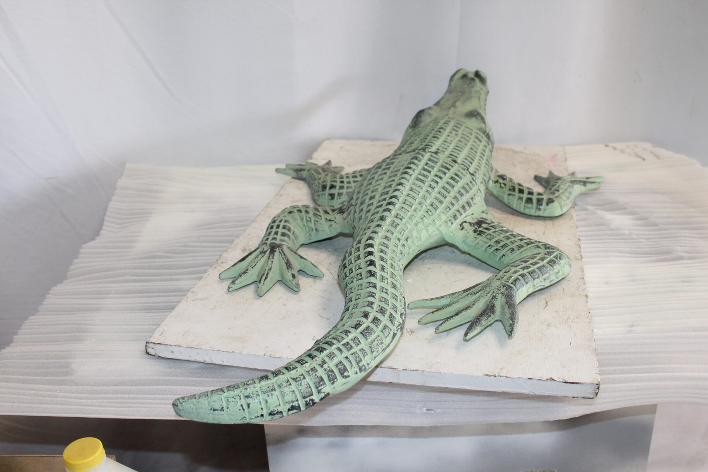 Green Patina Alligator Made of Aluminum Statue Embracing Nature 24" x 39" x 7"H