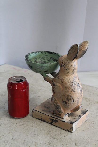 Colorful Aluminum Bunny Statue, Adorable Decor Accent 8" x 5" x 10"H
