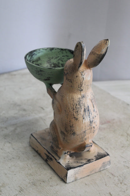 Colorful Aluminum Bunny Statue, Adorable Decor Accent 8" x 5" x 10"H