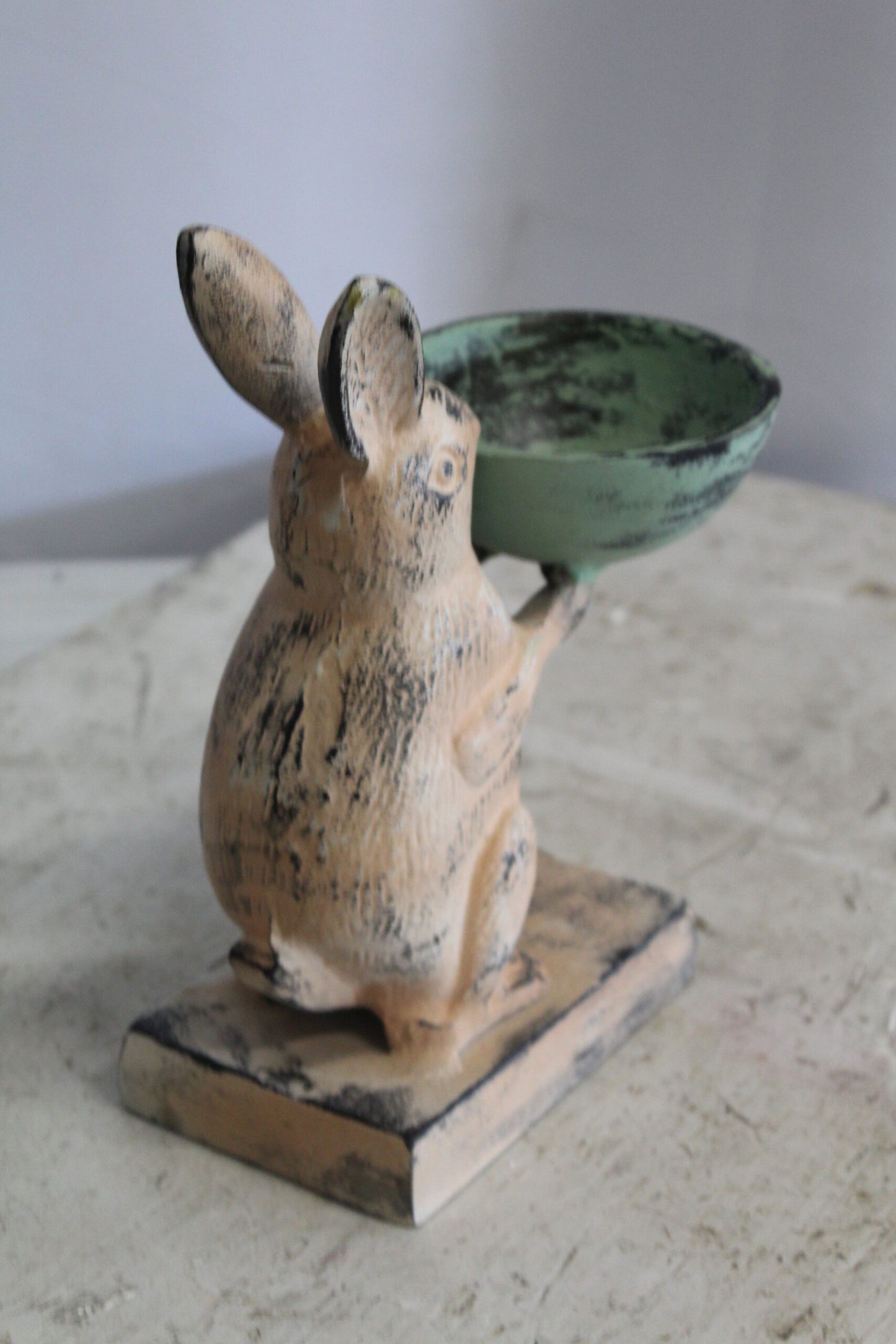 Colorful Aluminum Bunny Statue, Adorable Decor Accent 8" x 5" x 10"H