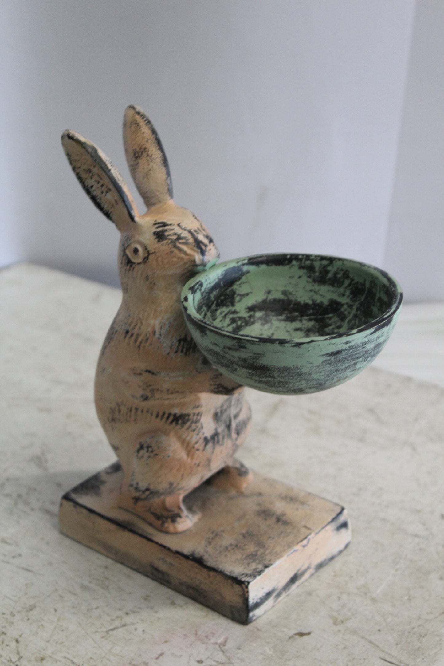 Colorful Aluminum Bunny Statue, Adorable Decor Accent 8" x 5" x 10"H