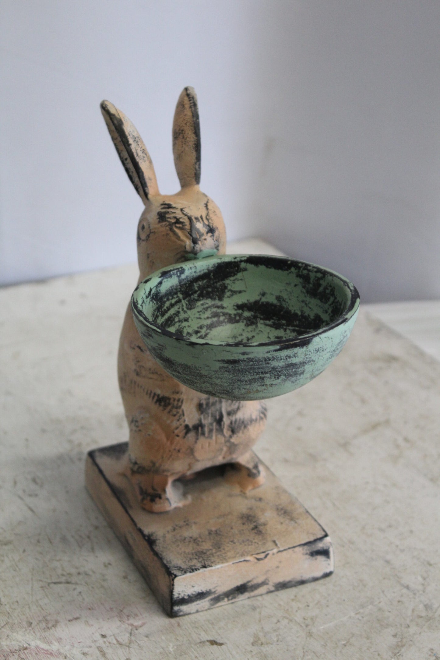 Colorful Aluminum Bunny Statue, Adorable Decor Accent 8" x 5" x 10"H