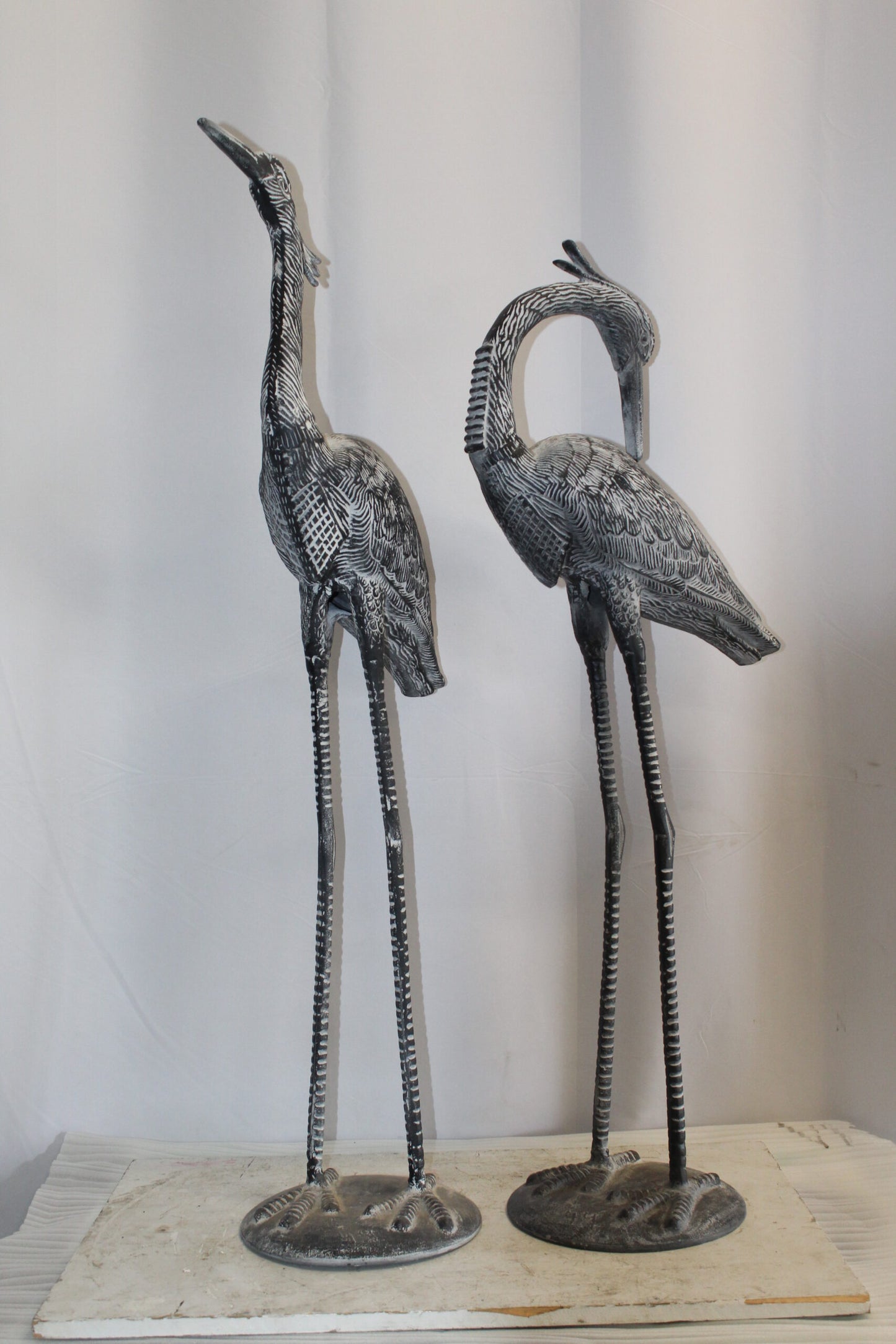 Aluminum Pair of Decorative Cranes, an Elegant Home Accent 26" x 11" x 48"H