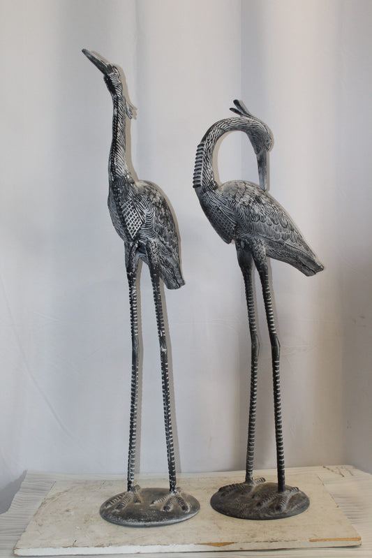 Aluminum Pair of Decorative Cranes, an Elegant Home Accent 26" x 11" x 48"H