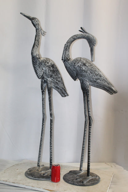 Aluminum Pair of Decorative Cranes, an Elegant Home Accent 26" x 11" x 48"H