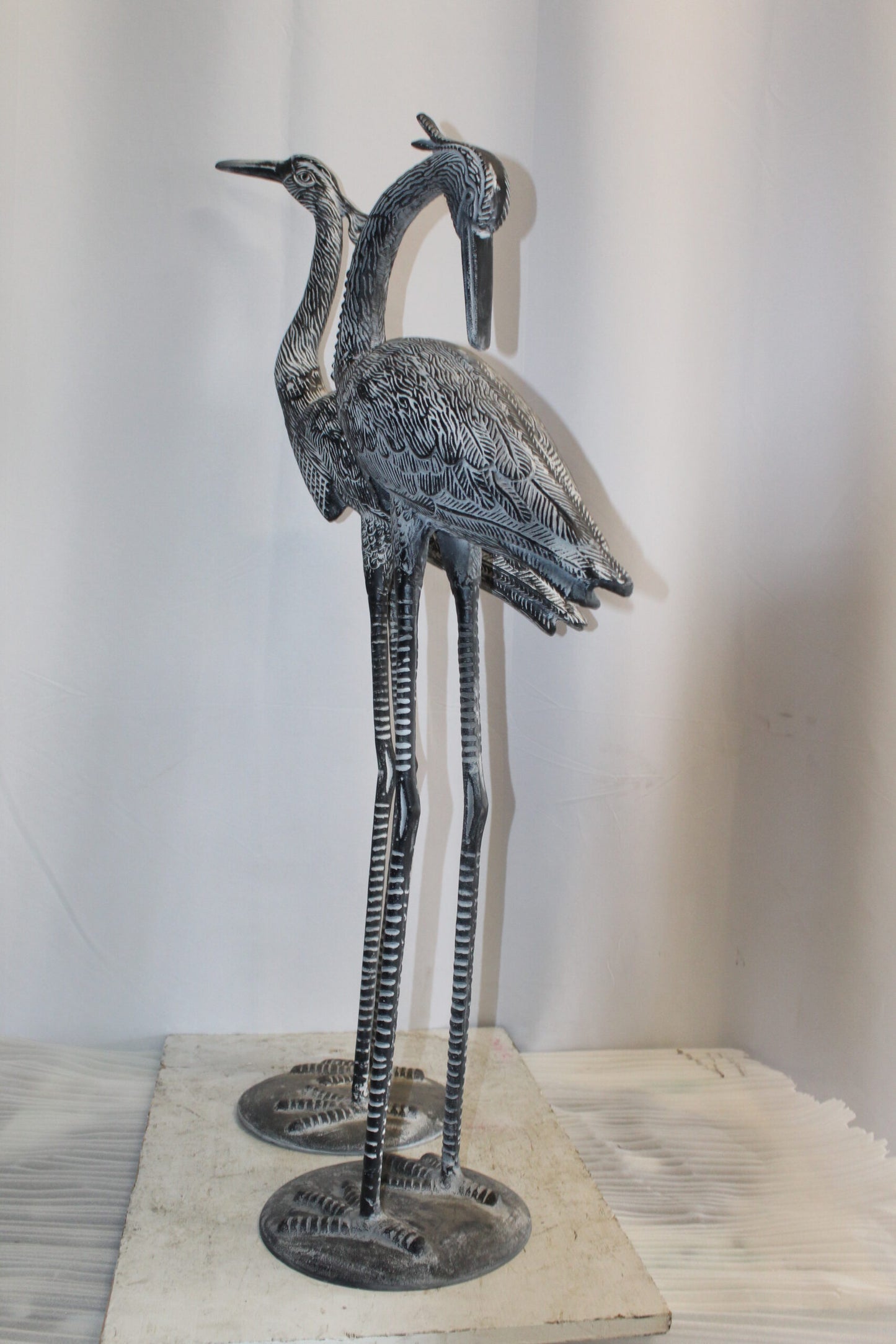 Aluminum Pair of Decorative Cranes, an Elegant Home Accent 26" x 11" x 48"H