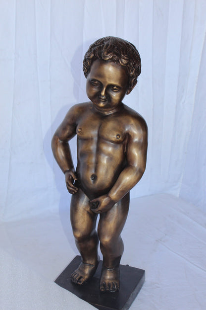 Mannekin pis by J Duquesnoy replica bronze fountain -  Size: 10"L x 8"W x 34"H.