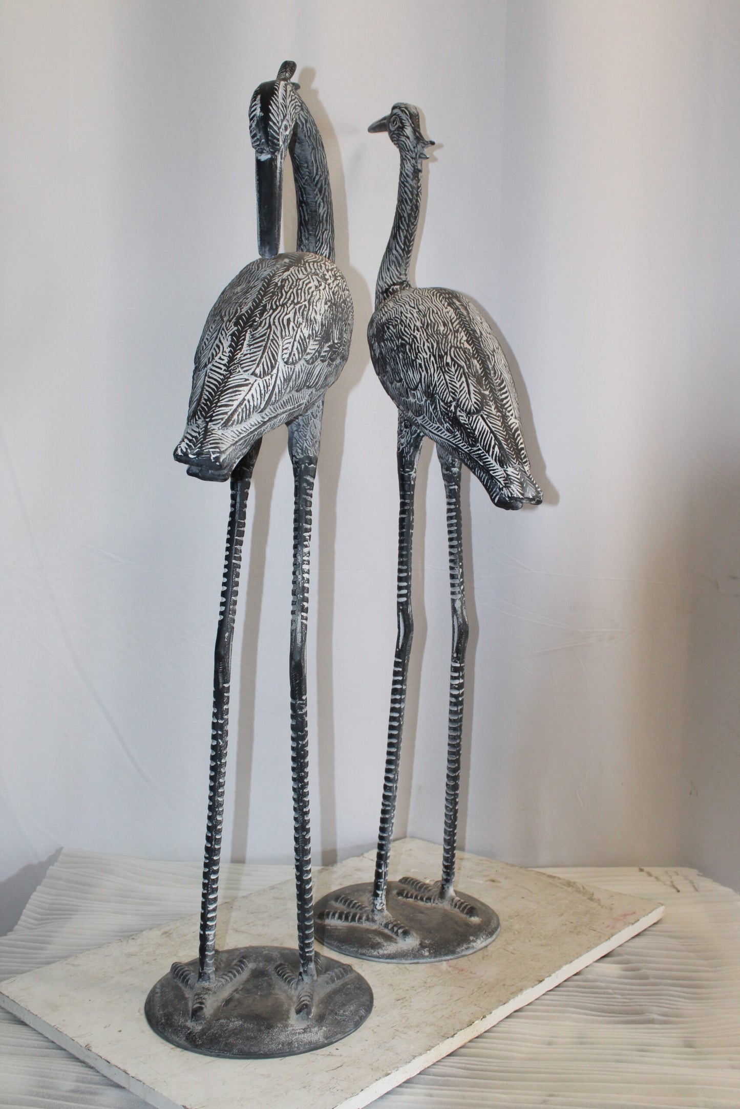 Aluminum Pair of Decorative Cranes, an Elegant Home Accent 26" x 11" x 48"H
