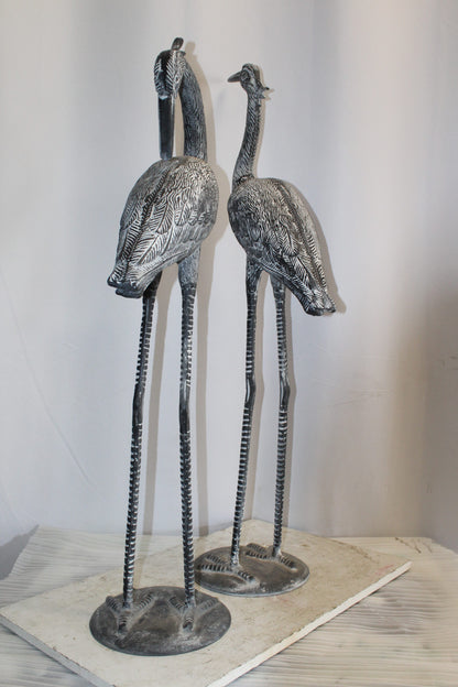 Aluminum Pair of Decorative Cranes, an Elegant Home Accent 26" x 11" x 48"H