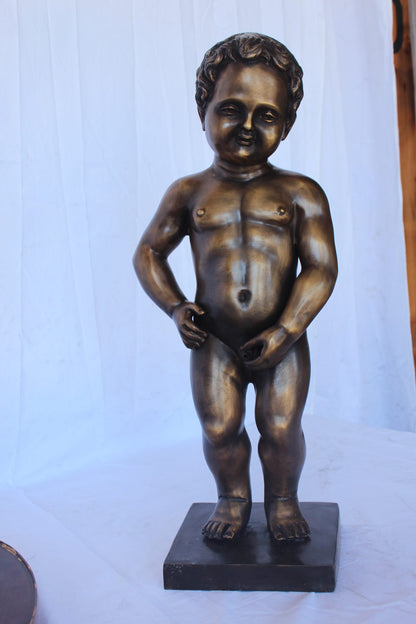Mannekin pis by J Duquesnoy replica bronze fountain -  Size: 10"L x 8"W x 34"H.