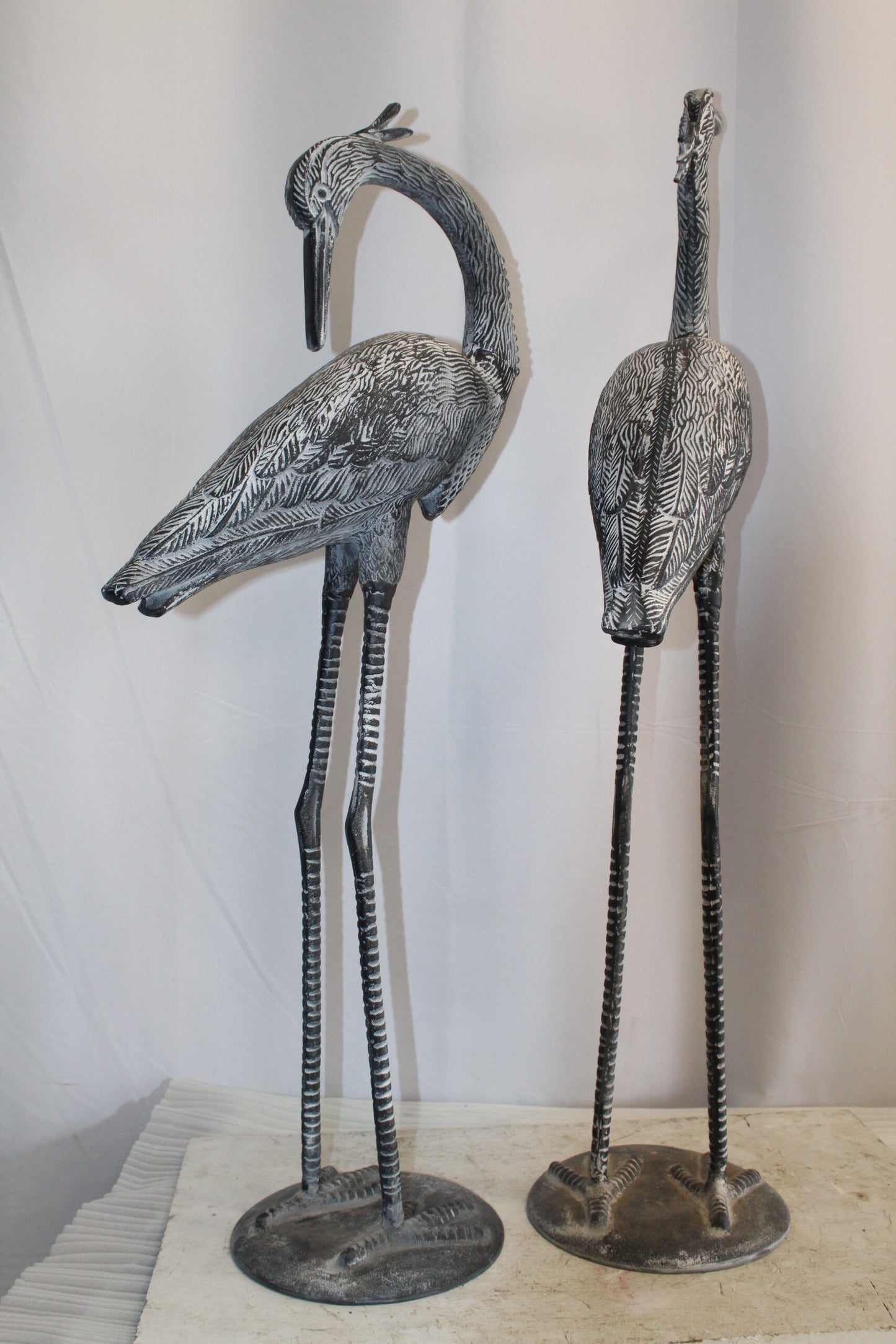 Aluminum Pair of Decorative Cranes, an Elegant Home Accent 26" x 11" x 48"H
