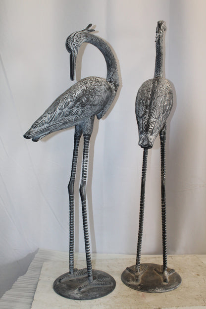 Aluminum Pair of Decorative Cranes, an Elegant Home Accent 26" x 11" x 48"H