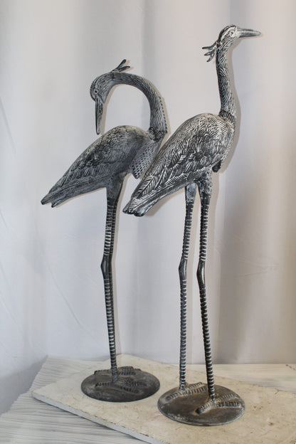 Aluminum Pair of Decorative Cranes, an Elegant Home Accent 26" x 11" x 48"H