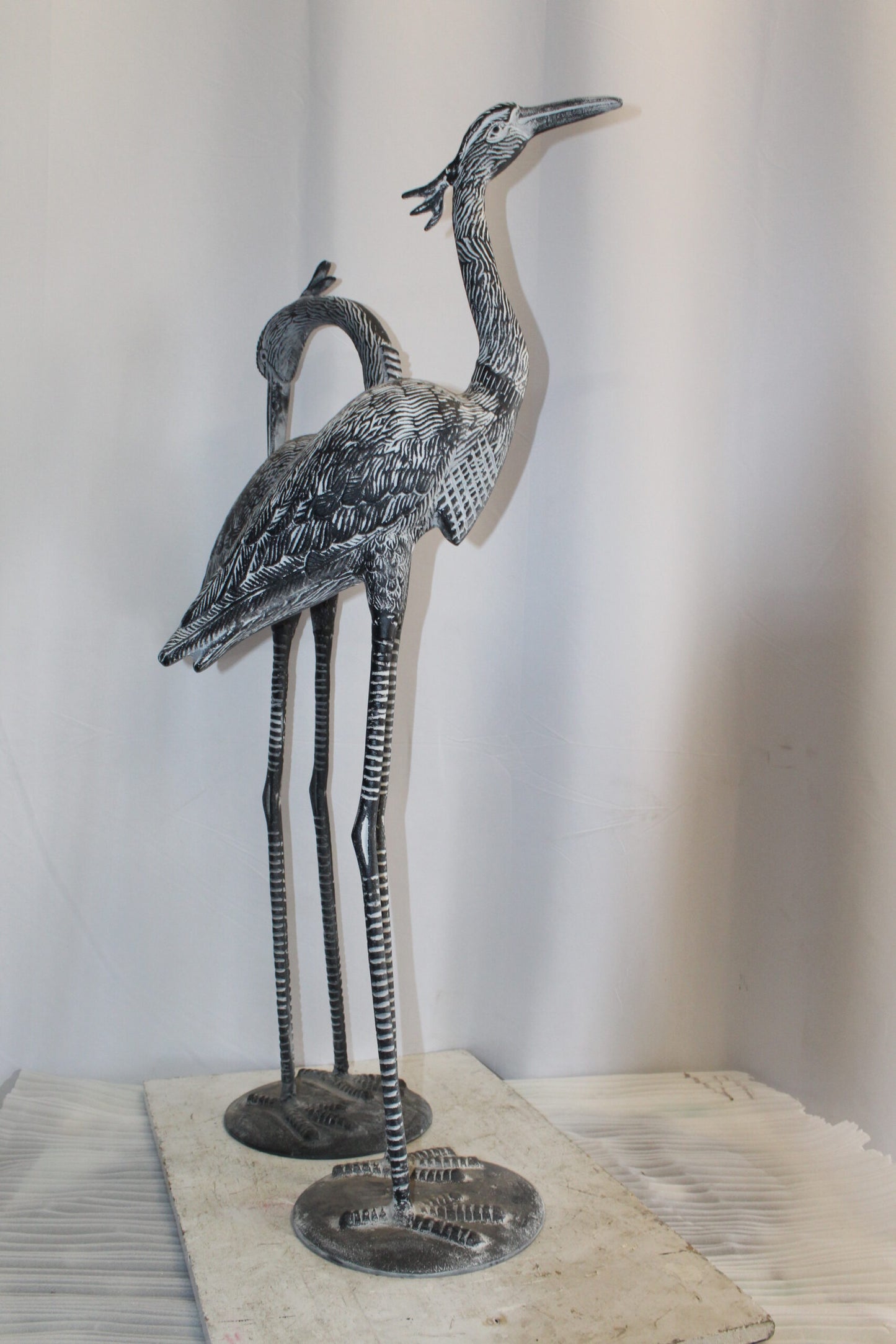 Aluminum Pair of Decorative Cranes, an Elegant Home Accent 26" x 11" x 48"H