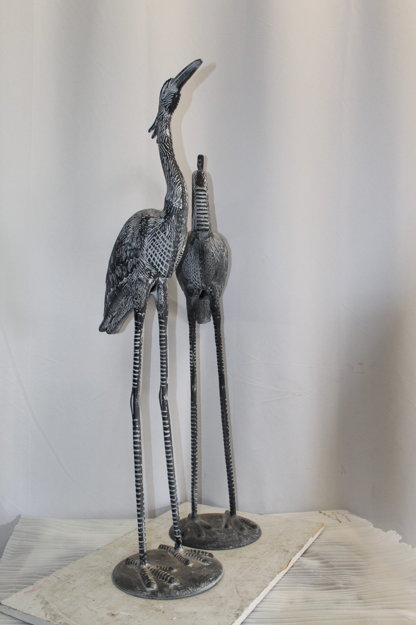 Aluminum Pair of Decorative Cranes, an Elegant Home Accent 26" x 11" x 48"H