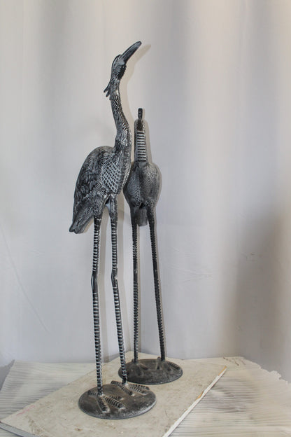 Aluminum Pair of Decorative Cranes, an Elegant Home Accent 26" x 11" x 48"H