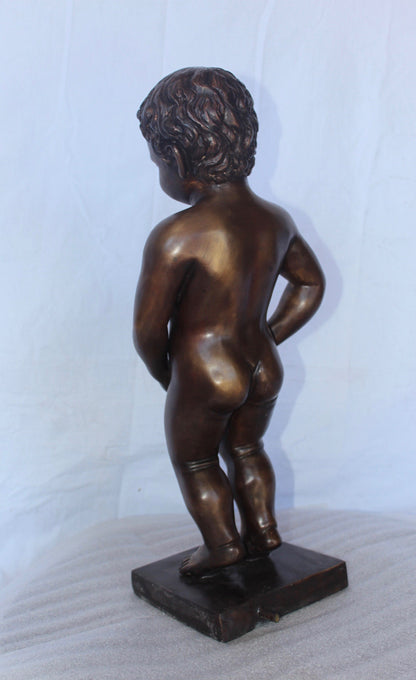 Mannekin pis by J Duquesnoy replica bronze fountain -  Size: 10"L x 8"W x 34"H.