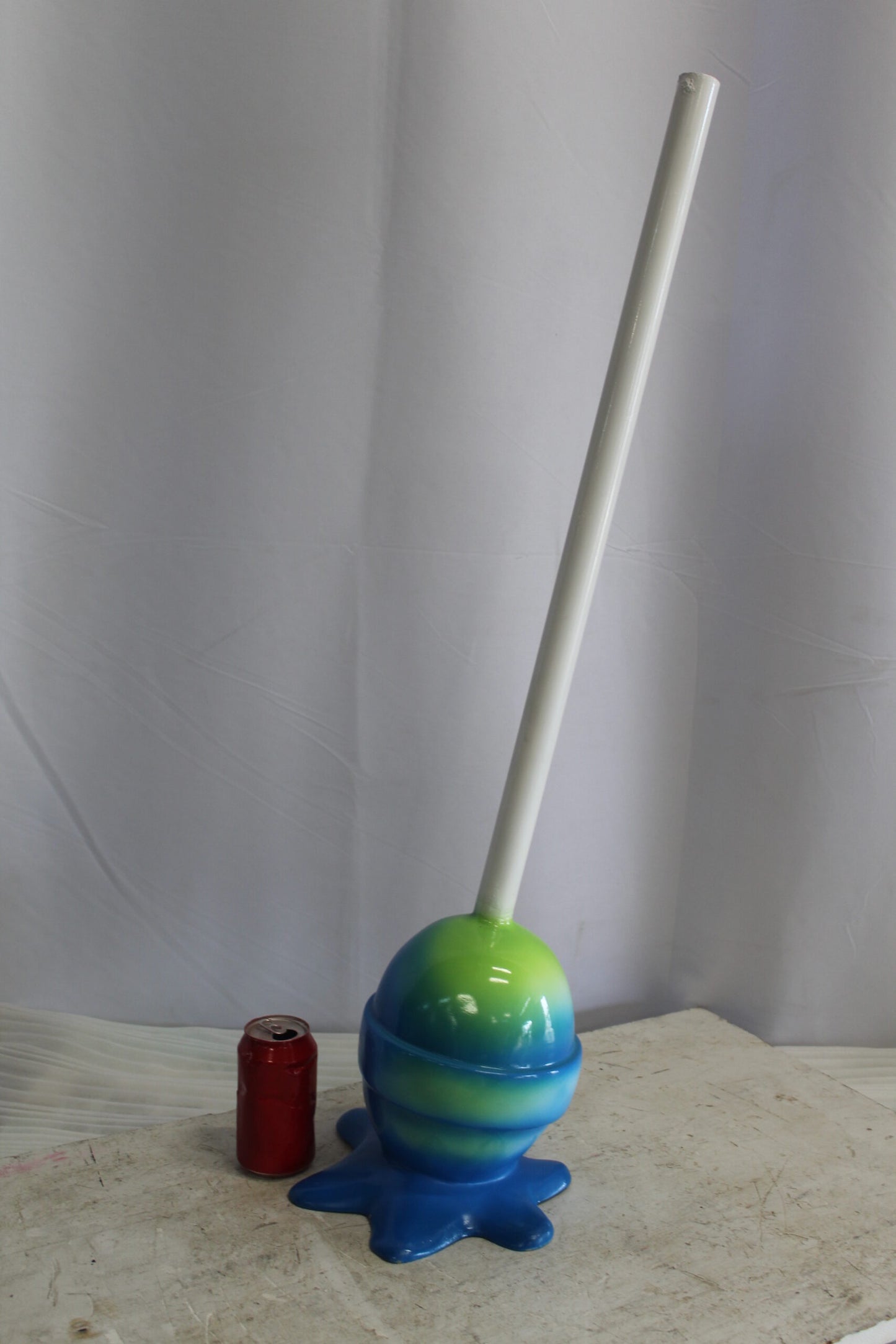 Colorful Resin Lollipop Statue, Green and Blue Delight 10" x 10" x 34"H