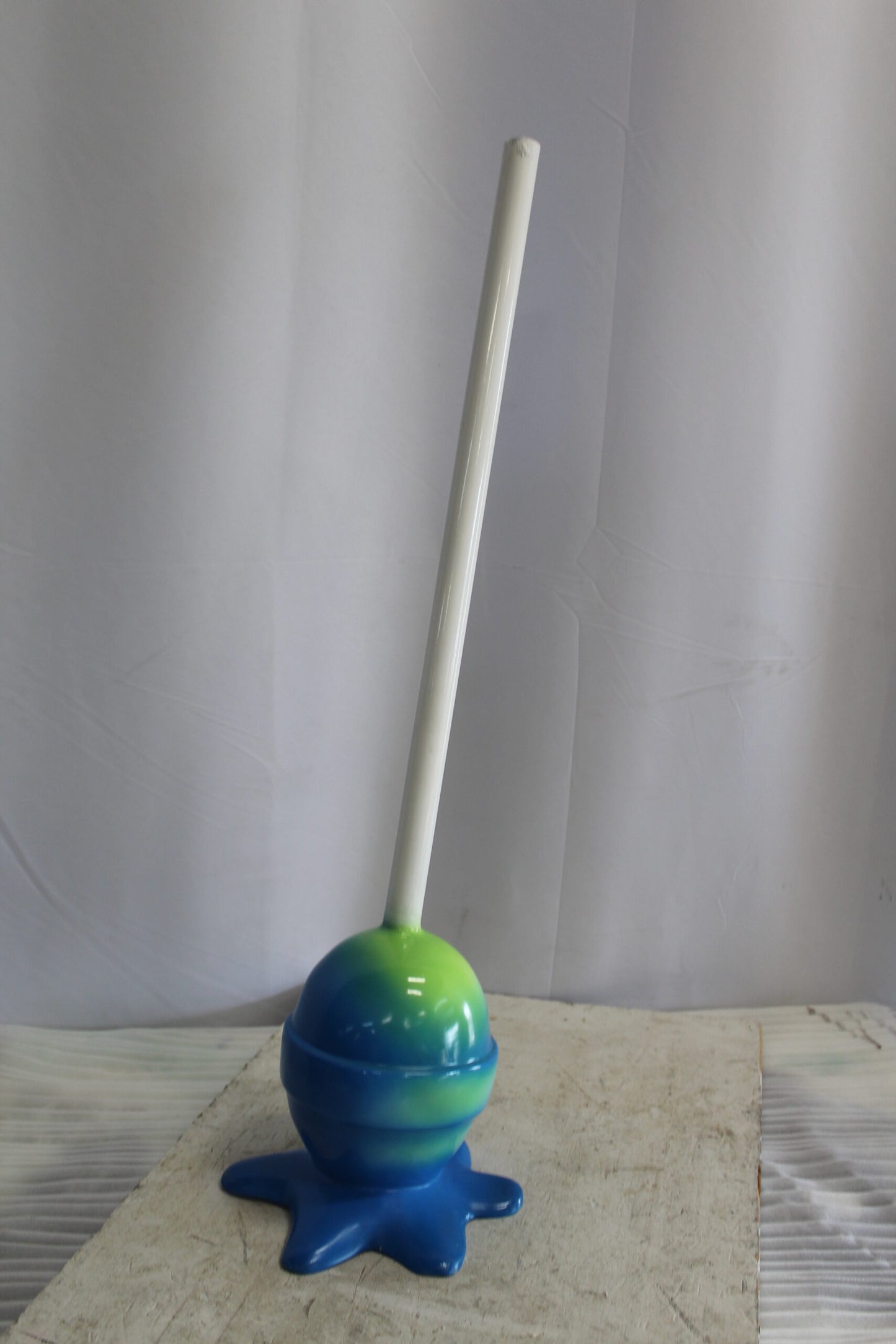 Colorful Resin Lollipop Statue, Green and Blue Delight 10" x 10" x 34"H
