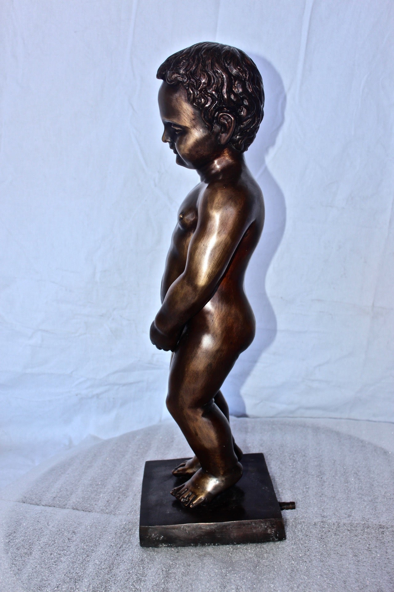 Mannekin pis by J Duquesnoy replica bronze fountain -  Size: 10"L x 8"W x 34"H.
