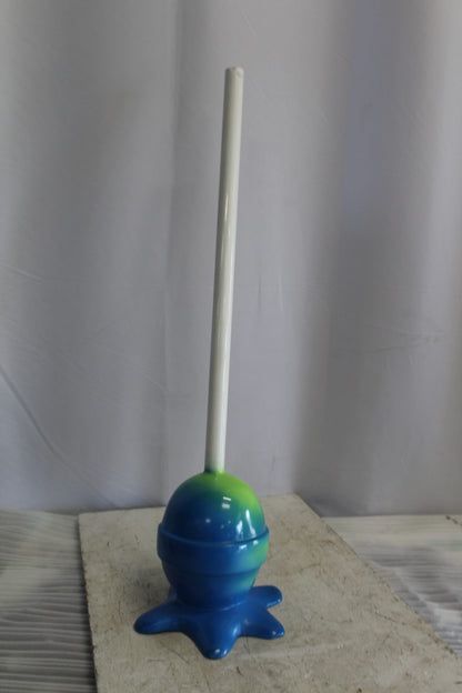 Colorful Resin Lollipop Statue, Green and Blue Delight 10" x 10" x 34"H