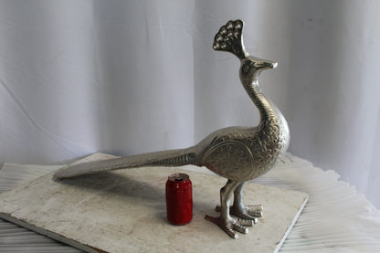 Elegant Aluminum Peacock Statue, Graceful Home Decor 33" x 7" x 20"H