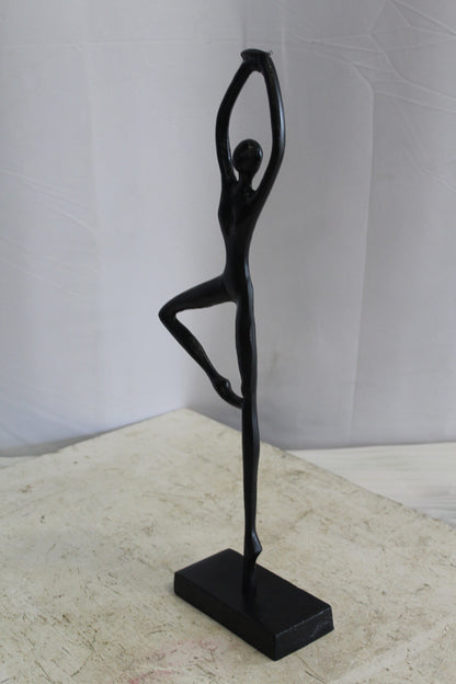 Aluminum Tree Pose Statue, Serene Yoga Decor 7" x 3" x 20"H