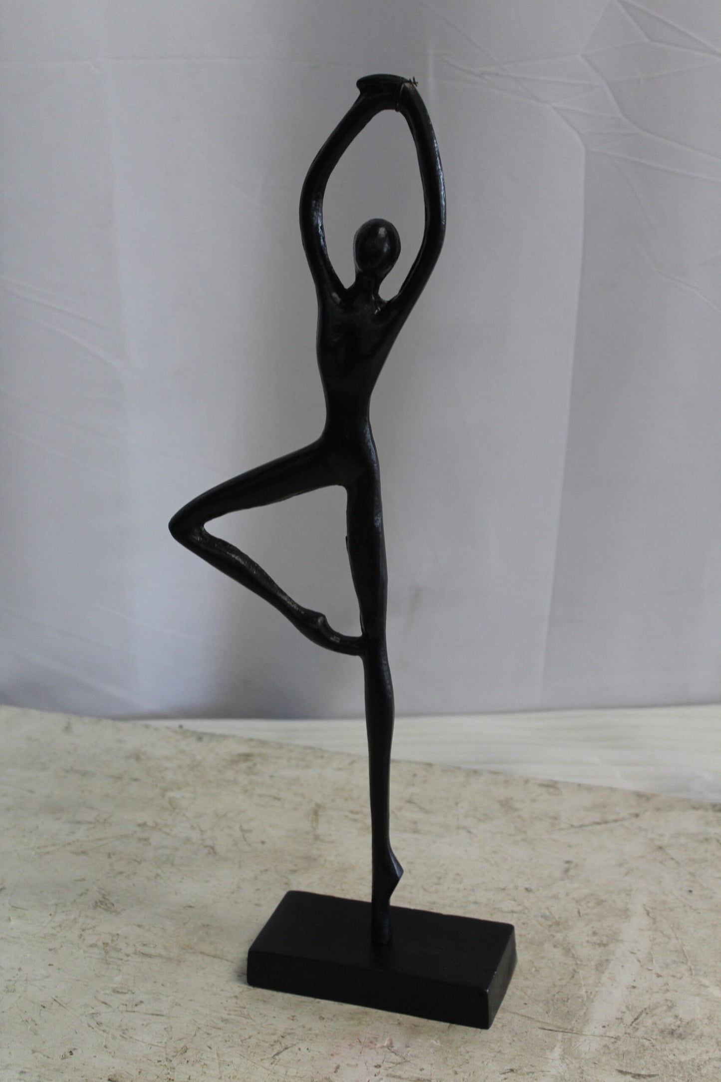 Aluminum Tree Pose Statue, Serene Yoga Decor 7" x 3" x 20"H