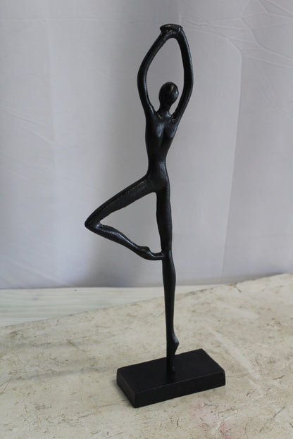 Aluminum Tree Pose Statue, Serene Yoga Decor 7" x 3" x 20"H