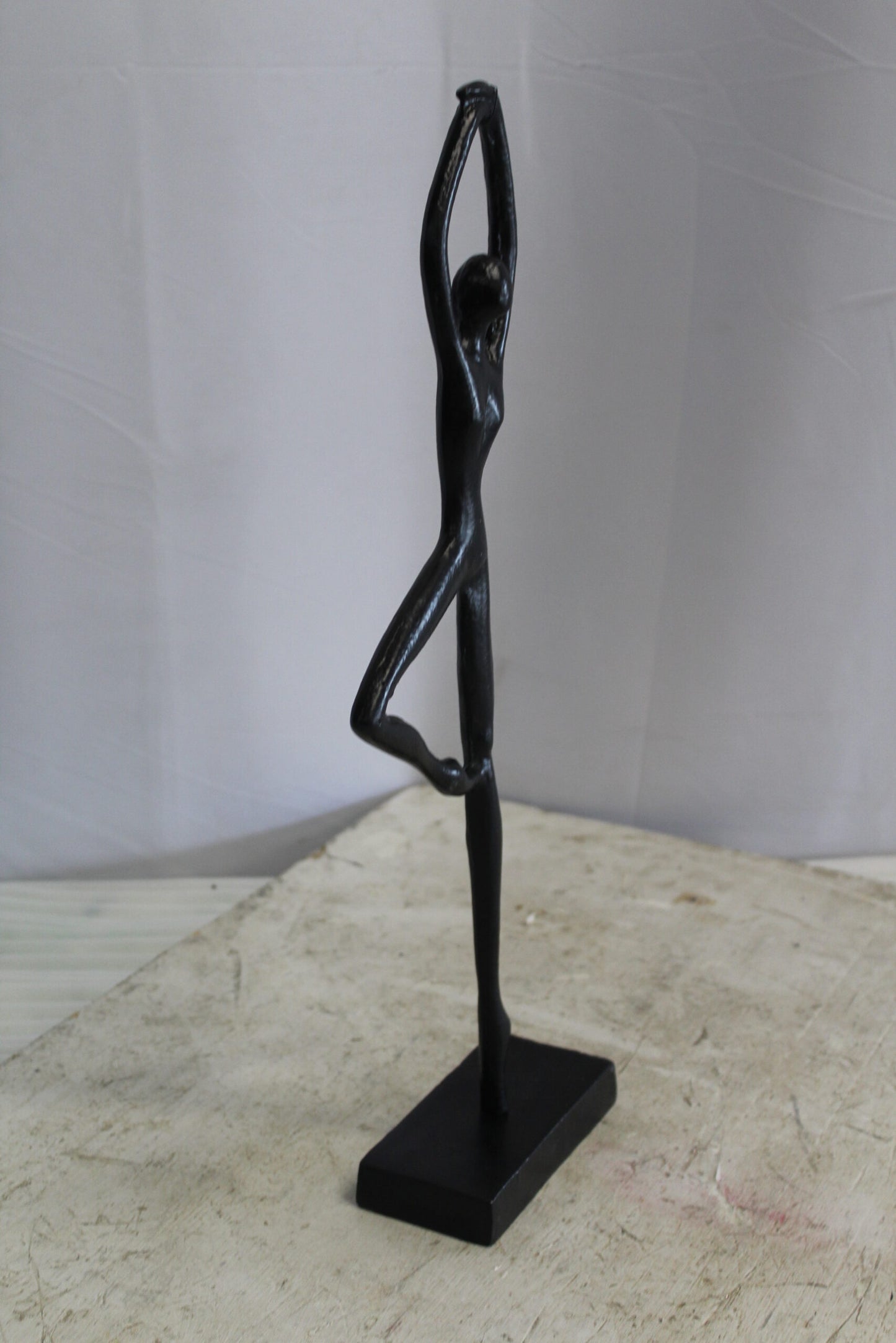 Aluminum Tree Pose Statue, Serene Yoga Decor 7" x 3" x 20"H