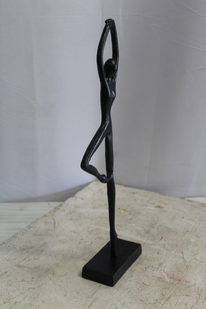 Aluminum Tree Pose Statue, Serene Yoga Decor 7" x 3" x 20"H