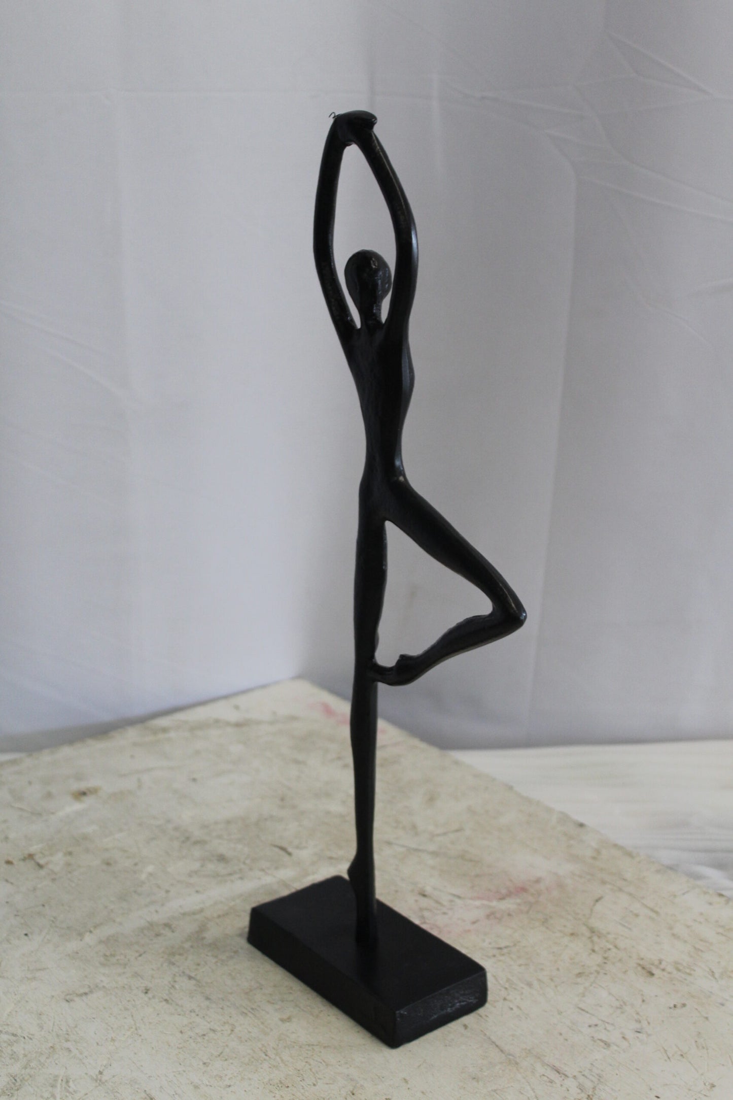 Aluminum Tree Pose Statue, Serene Yoga Decor 7" x 3" x 20"H