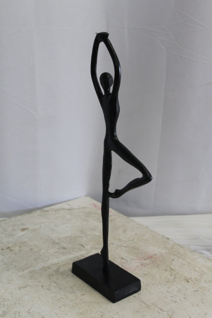Aluminum Tree Pose Statue, Serene Yoga Decor 7" x 3" x 20"H