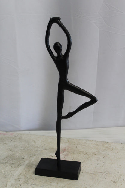 Aluminum Tree Pose Statue, Serene Yoga Decor 7" x 3" x 20"H