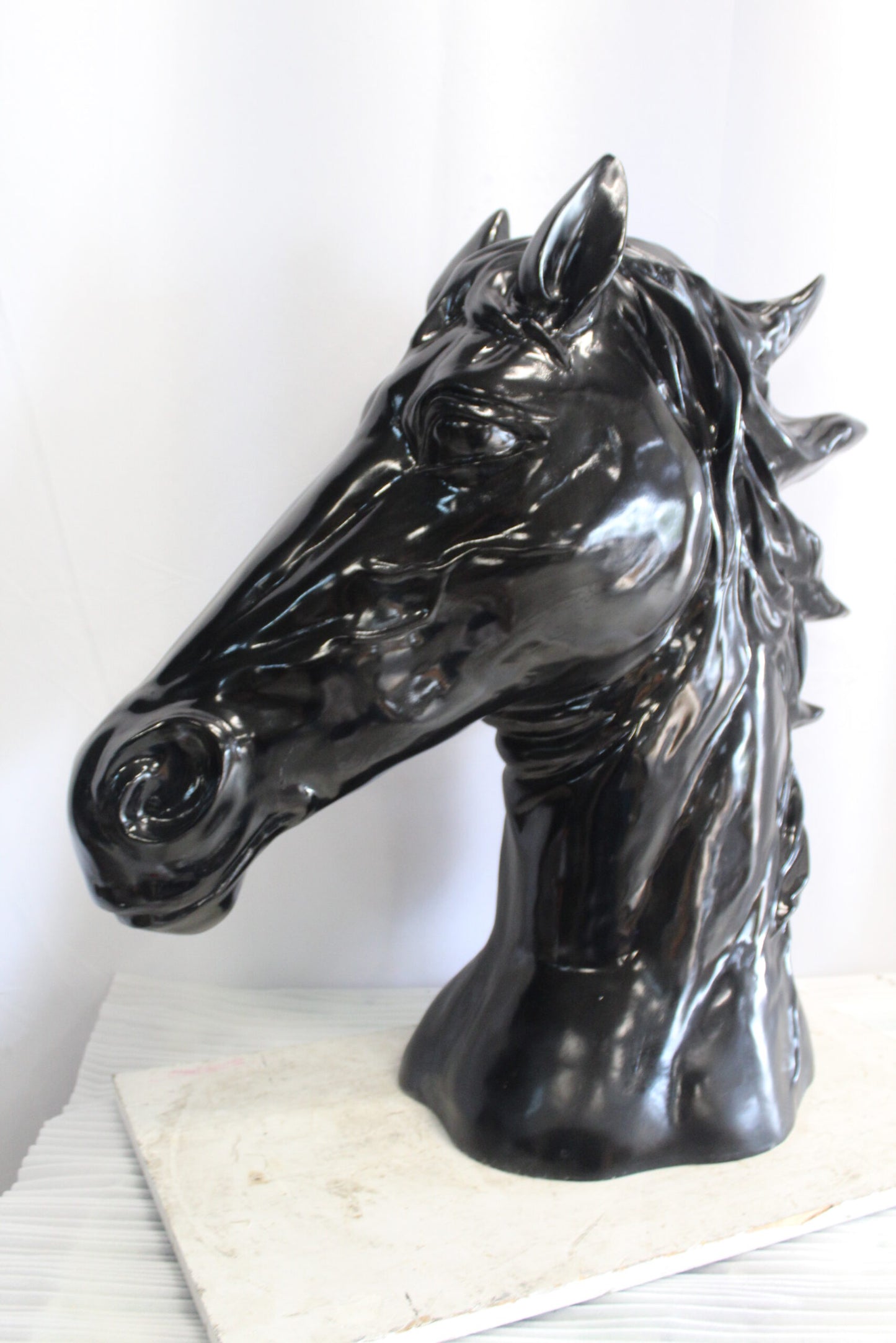 Pure Elegance, Fiberglass Black Stallion Bust 36" x 14" x 36"H