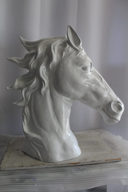 Pure Elegance, Fiberglass White Stallion Bust 36" x 14" x 36"H