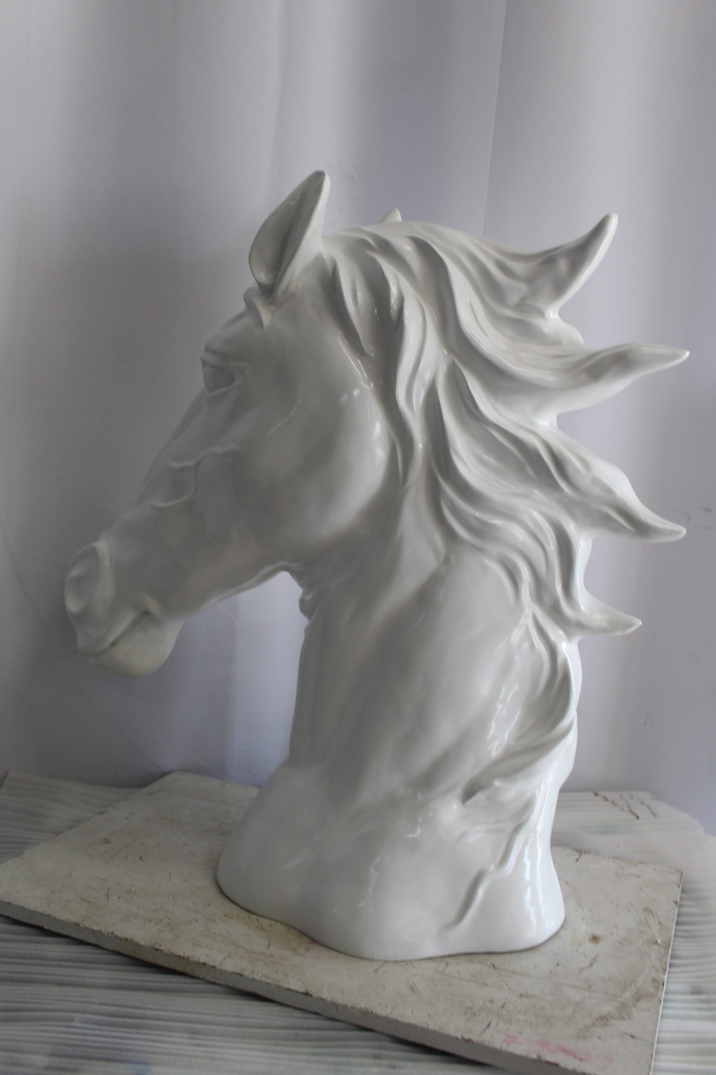 Pure Elegance, Fiberglass White Stallion Bust 36" x 14" x 36"H
