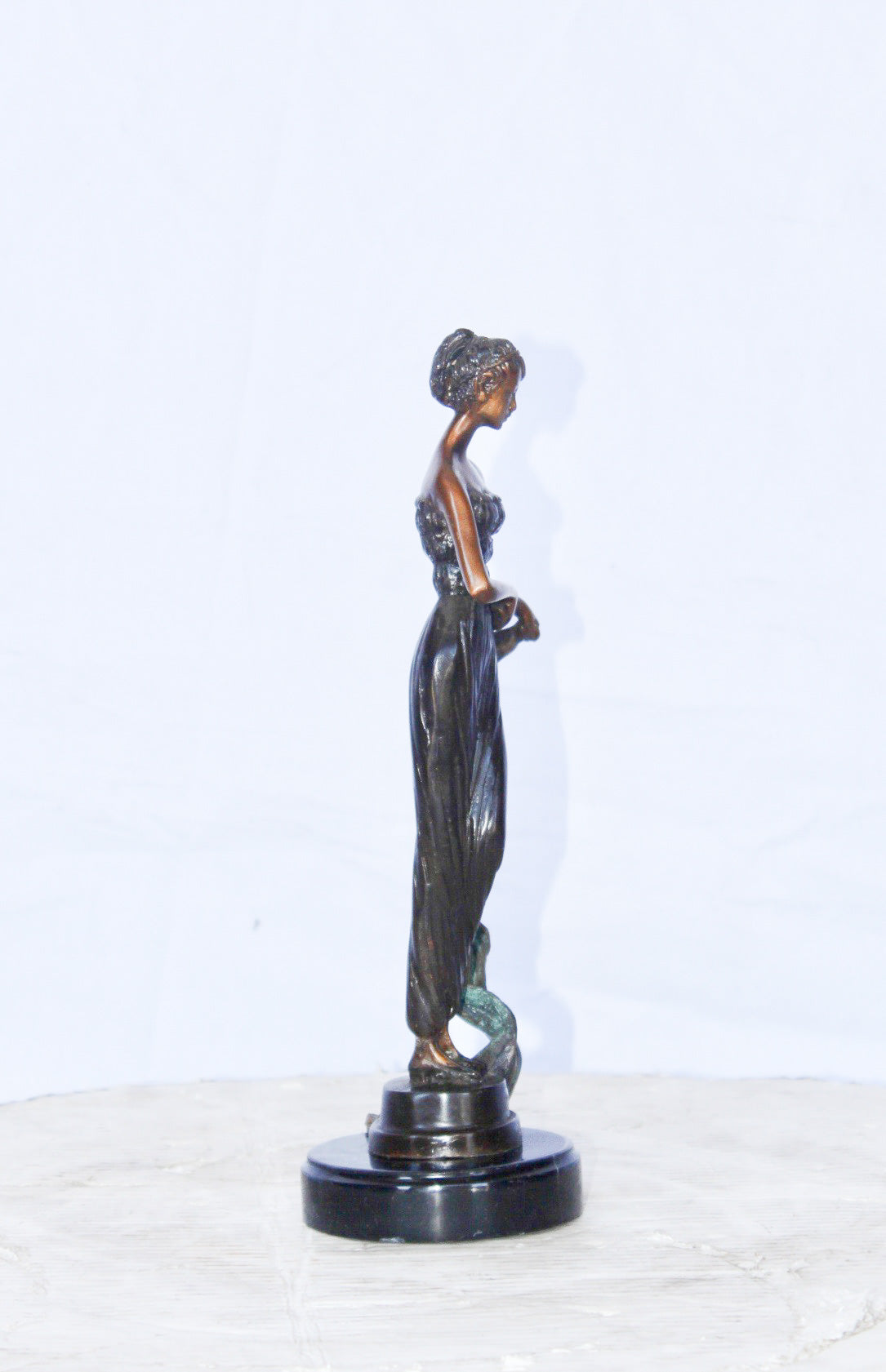 Young girl holding a sheer sheet in the wind -  Size: 6"L x 4"W x 13"H.