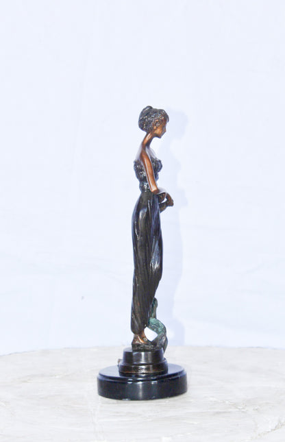 Young girl holding a sheer sheet in the wind -  Size: 6"L x 4"W x 13"H.