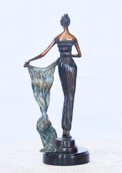 Young girl holding a sheer sheet in the wind -  Size: 6"L x 4"W x 13"H.