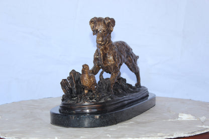 Golden retriever enjoying the outdoors bronze statue -  Size: 16"L x 7"W x 9"H.