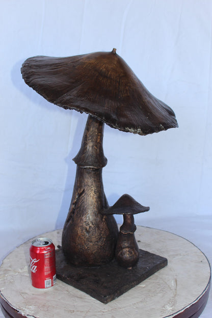 Leaning mushroom bronze statue fountain -  Size: 18"L x 17"W x 24"H.