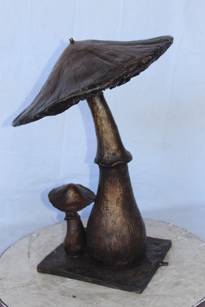 Leaning mushroom bronze statue fountain -  Size: 18"L x 17"W x 24"H.