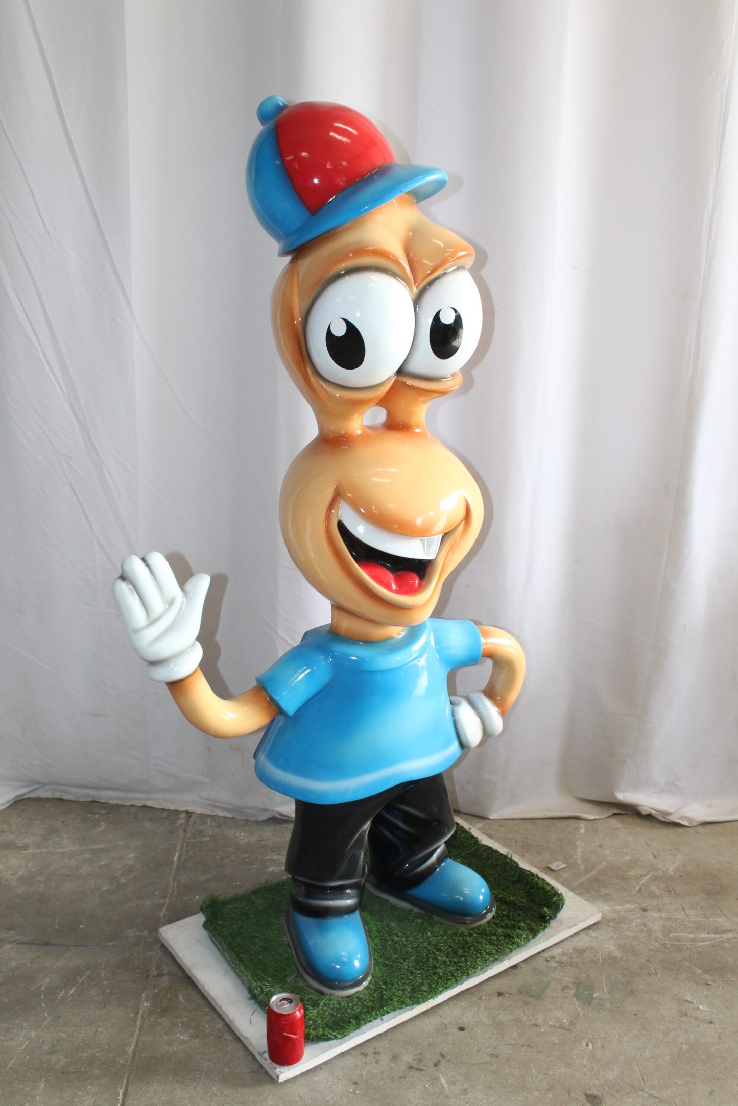 Fiberglass Peanut Cartoon Statue, Nostalgic Comic Charm 36" x 16" x 66"H