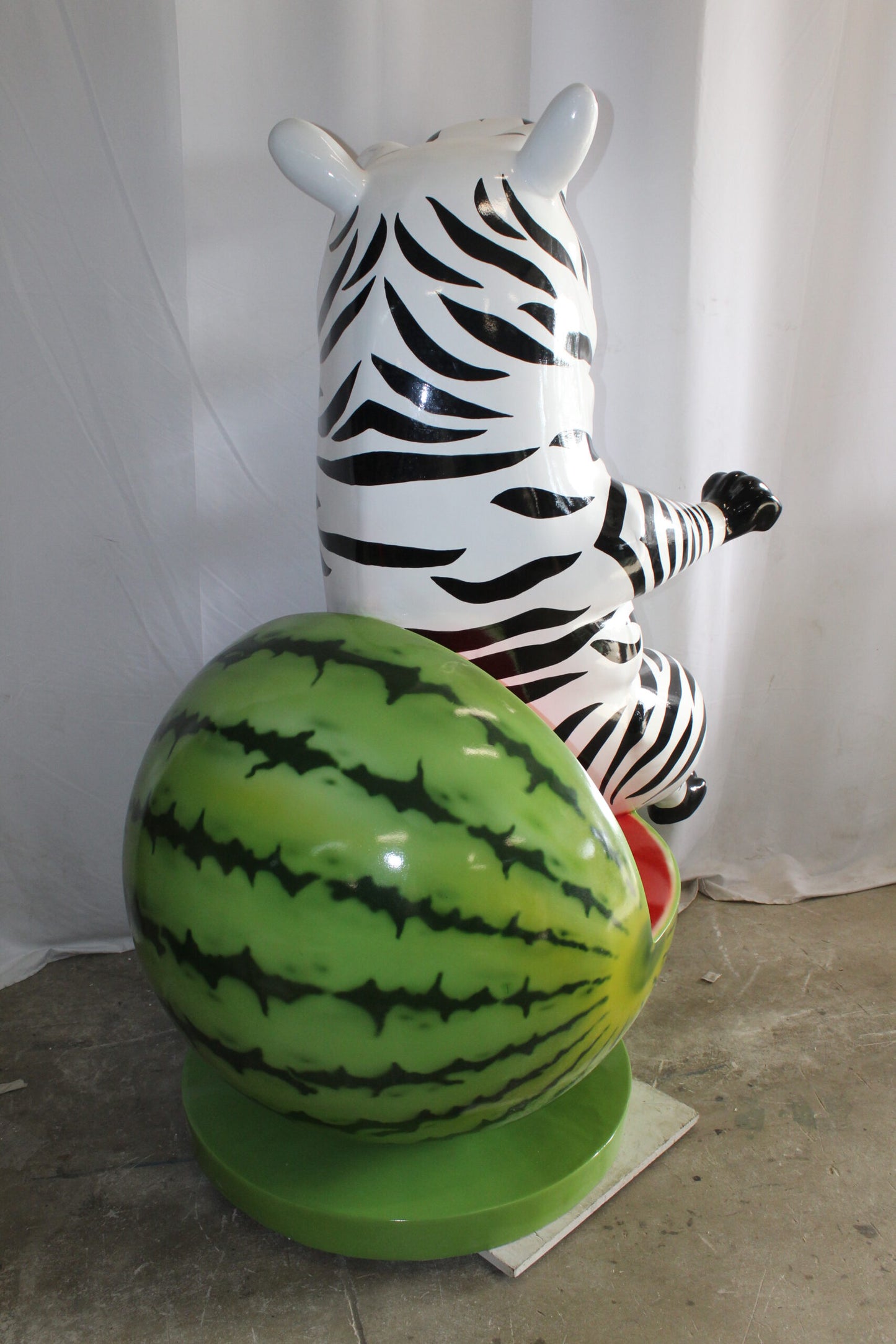 Happy Hippo Wearing Pajamas on a Watermelon Fiberglass statue 40" x 58" x 67"H