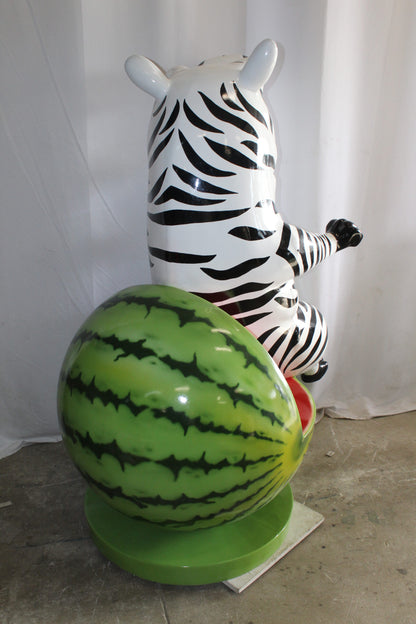 Happy Hippo Wearing Pajamas on a Watermelon Fiberglass statue 40" x 58" x 67"H