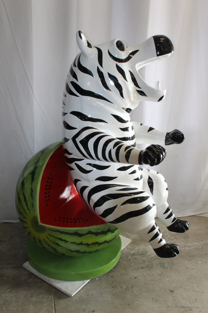 Happy Hippo Wearing Pajamas on a Watermelon Fiberglass statue 40" x 58" x 67"H