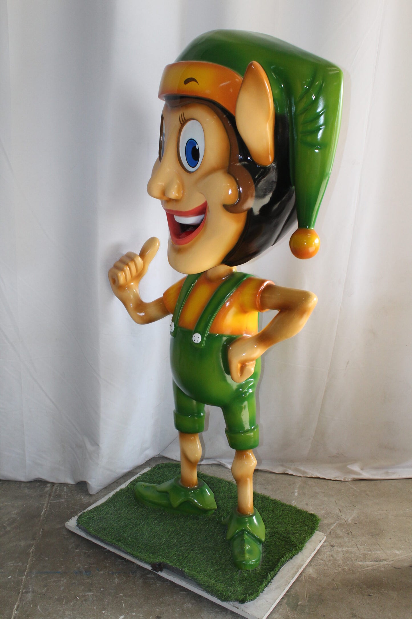 Fiberglass Clown Green hat Statue, Big Top Charm for Your Space 35" x 22" x 70"H